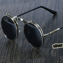 Load image into Gallery viewer, 3057 Steampunk Sunglasses Round Metal Women Style Retro Flip Circular Double Metal Sun Glasses Men CIRCLE SUN GLASSES